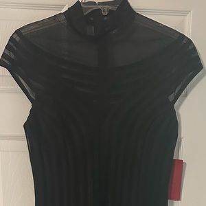 Black Evening Dress with Mesh and satin stripes